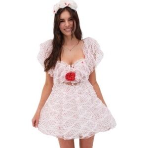 For love and lemons red and white polka dot dress